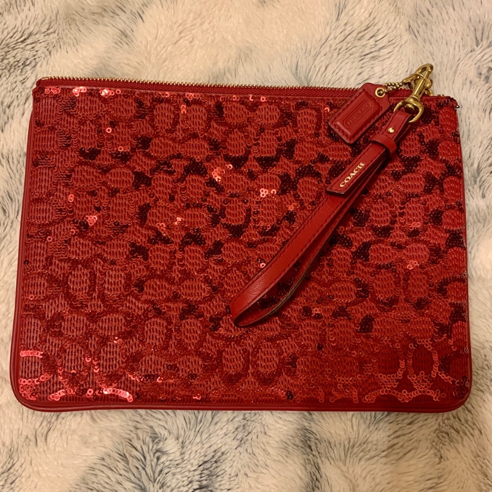COACH ‘Signature’ Sequin Wristlet